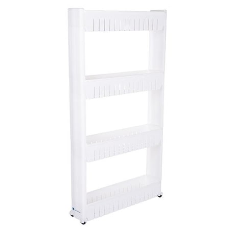 Lavish Home Lavish Home 82-4LSS Mobile Shelving Unit Organizer with 4 Storage Baskets; Slim Slide Out 82-4LSS